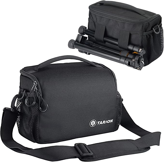 TARION Compact Camera Messenger Bag - 4L Small DSLR Crossbody Sling Case with Tripod Straps Waterproof Raincover for Street Photography - TSB-S