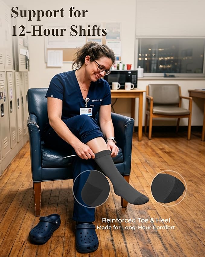 Compression Socks for Women 15-20 mmHg, Viscose from Bamboo, 3-Pair Knee High for Flying, Work & All-Day Comfort