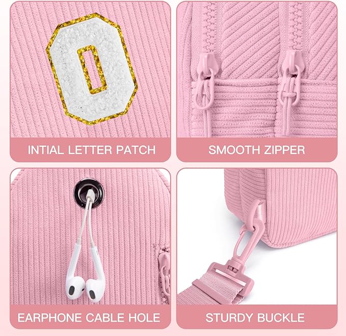Viverte Small Corduroy Sling Bag Initial Crossbody Bag Fanny Pack for Girls Personalized Birthday Gifts for Teen Girls Gifts