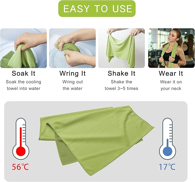 5Packs Cooling Towels (40"x 12"), Ice Towel, Yoga Towels, Workout Towel Stay Cool for Yoga, Cool Towel, Workout, Camping, Fitness, Running, Workout & More Activitie…