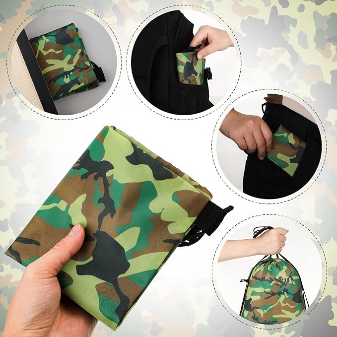 Woanger 24 Pcs Camo Drawstring Bags Bulk 11.81 x 9.84 Inch Camouflage Paintball Goodie Gift Bags Waterproof Lightweight String Cinch Backpack Army Military Hunting Gym Travel Sport Camp Party Supplies