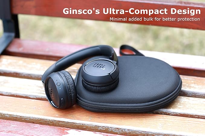 Ginsco Case Compatible with JBL Tune 510BT Bluetooth Headphones, with JBL Tune 520BT/670NC Live 460NC, with Sony WH-CH520/510, Portable Travel Carrying Headphone Case for On Ear Headphones (Black) | Bluetooth Headphones