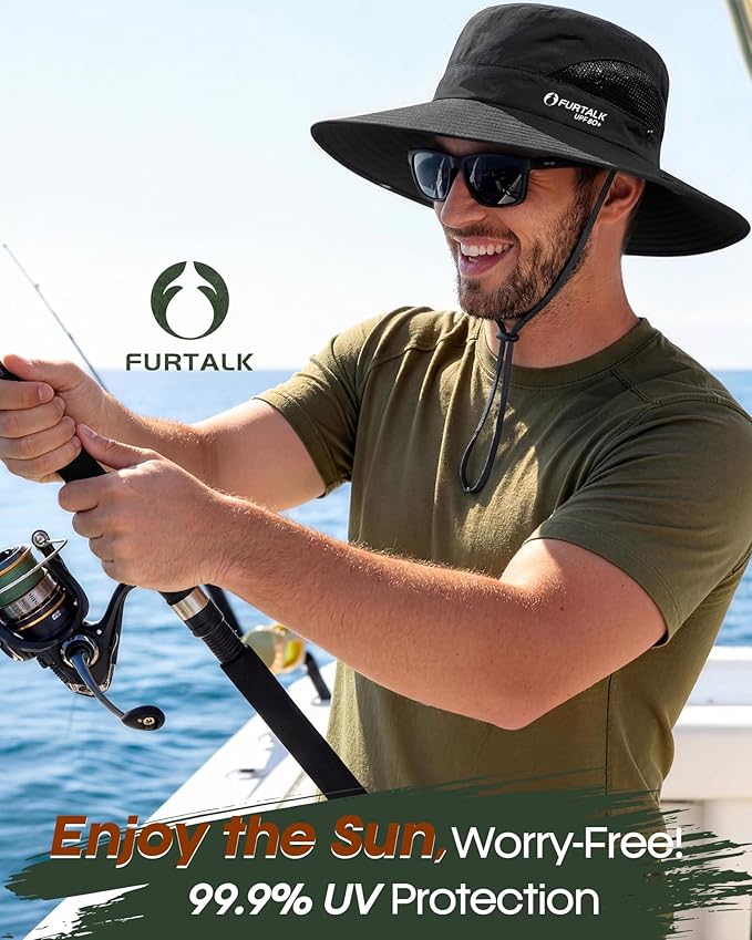FURTALK Mens Bucket Sun Hat UPF 80+ Wide Brim Hiking Fishing Beach Outdoor Hats