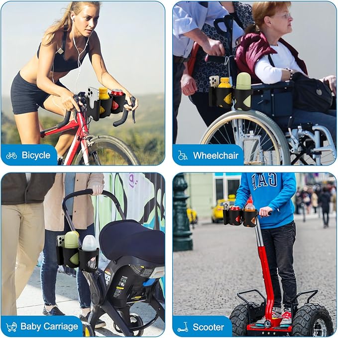 Accmor Stroller Cup Holder, Universal Cup Holder for Walker Wheelchair Bike, 360° Rotatable Stroller Cup Holder Attachment Accessories for Walker, Wheelchair, Scooter
