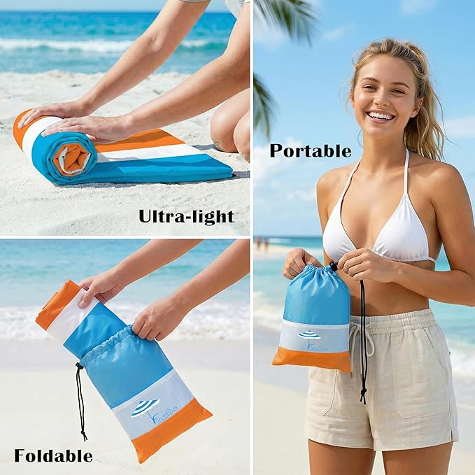 Famstar Beach Blanket Oversized Extra Large 78"X81"/10'X9',Waterproof Sandproof Beach Blanket 2-8 Adults Lightweight Durable for Travel Camping Hiking Picnic