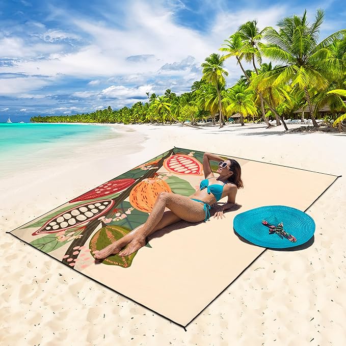 HIHOHO Beach Blanket Waterproof Sandproof Extra Large Beach Mat 79" X 83"/120"x108"for 1-8 Adults Quick Drying Durable Outdoor Picnic Mat for Beach Travel Camping Hiking
