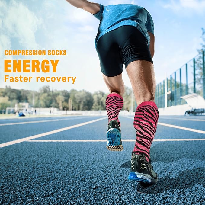 cerpite Compression Socks for Women & Men 6 Pairs Knee High Compression Socks 20-30 mmhg Best for Running,Nurse,Travel