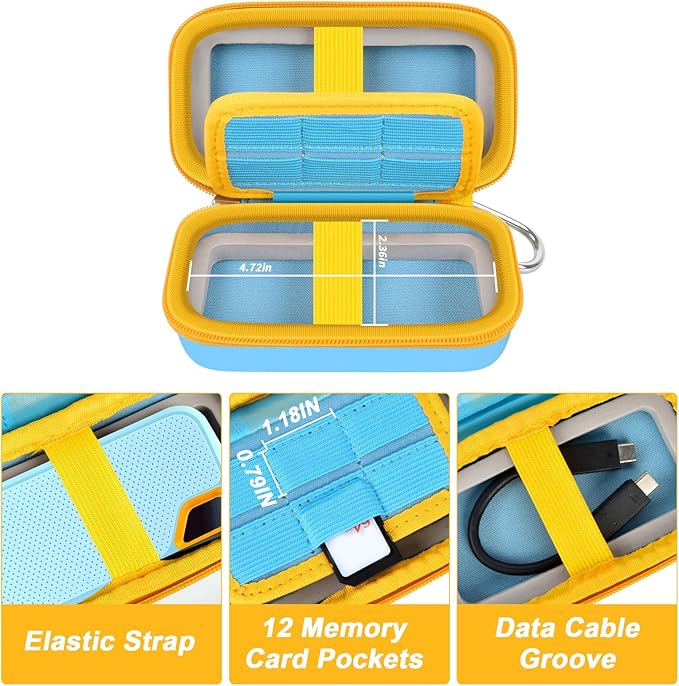 COMECASE Dual SSD Case for SanDisk Extreme Portable SSD & Extreme Pro, Hard Drive Storage Bag Fits 1TB 2TB 4TB 8TB External Solid State Drive, with 12 SD Card Slots, for Travel - Sky Blue (Box Only)