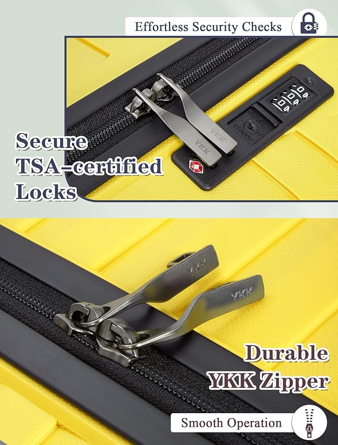 Cosbarn 4-piece luggage sets, suitcases with wheels, PP hard-shell luggage, upgraded shock-absorbing universal wheels and built-in lock, carry-on luggage set.