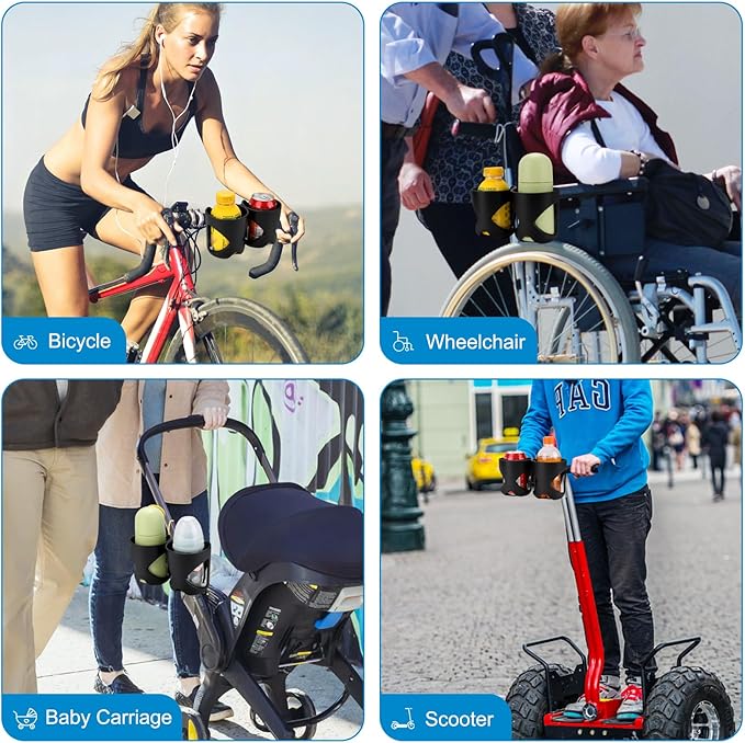 Accmor Stroller Cup Holder, Universal Cup Holder for Walker Wheelchair Bike, 360° Rotatable Stroller Cup Holder Attachment Accessories for Walker, Wheelchair, Scooter