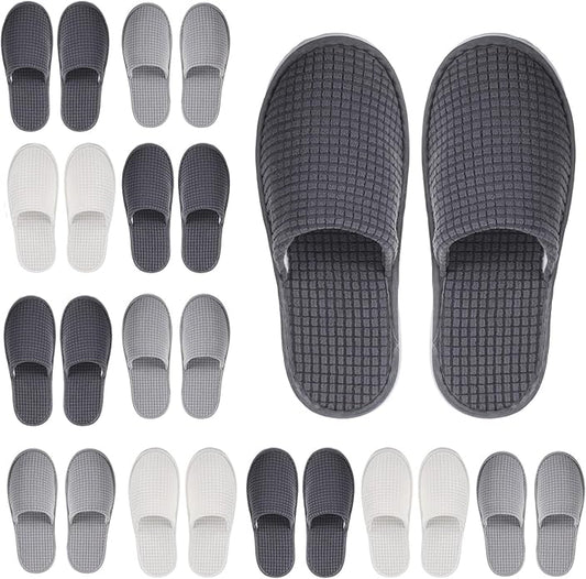 Geyoga 12 Pair House Slipper for Guest Non Slip Disposable Slipper for Travel Washable Reusable Closed Toe Hotel Bridesmaid Indoor Spa Wedding Party Shoeless Home