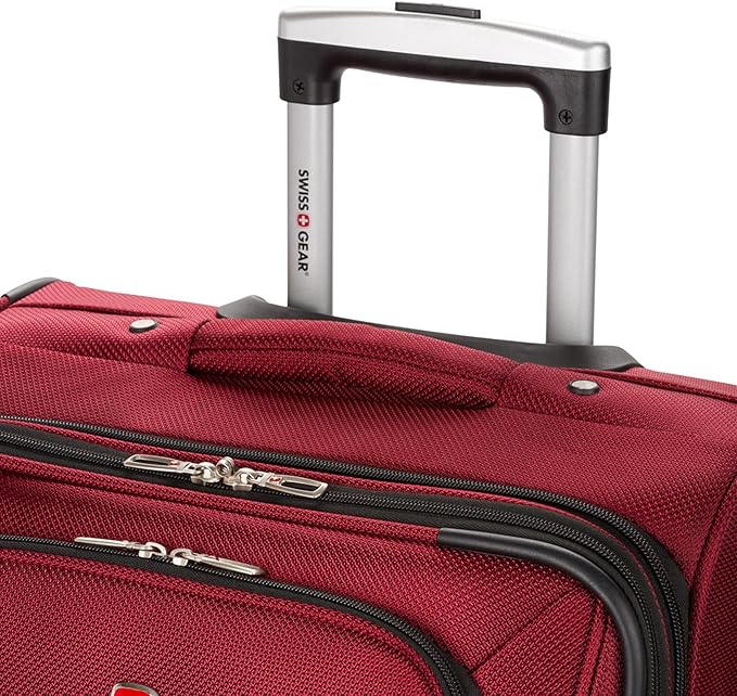 SWISSGEAR Sion Softside Expandable Spinner Luggage Durable Lightweight Travel Suitcase, Burgundy, Checked-Medium