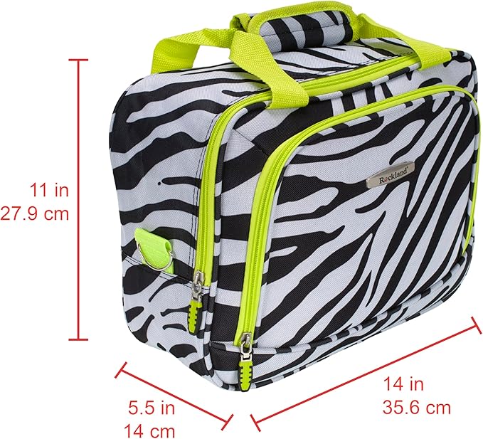 Rockland Fashion Softside 2 Piece Luggage Set, Expandable, (14" Tote/19" Upright), Lime Zebra