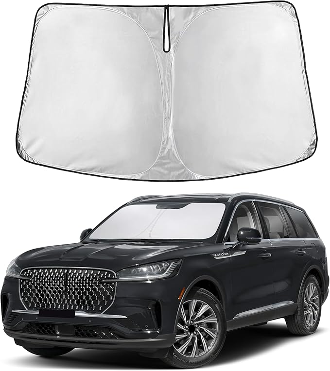 Autovir Windshield Sun Shade Fit for 2020-2024 2025 2026 Lincoln Aviator Sunshade, Front Car Window Shades Sun Visor, Blocks UV Rays & Heat, Car Accessories