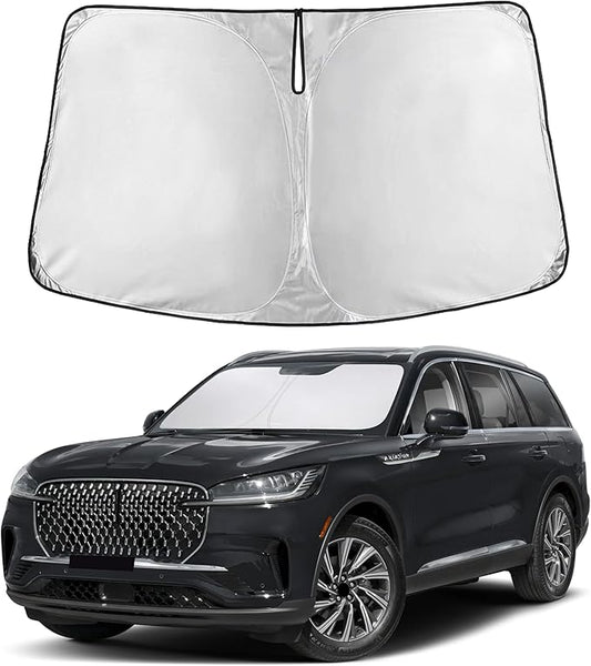 Autovir Windshield Sun Shade Fit for 2020-2024 2025 2026 Lincoln Aviator Sunshade, Front Car Window Shades Sun Visor, Blocks UV Rays & Heat, Car Accessories