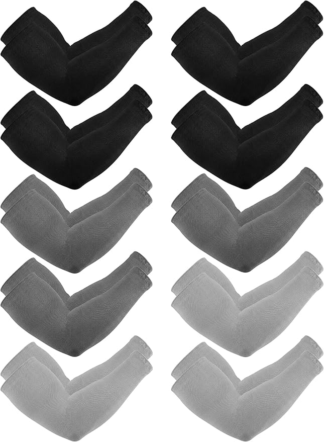 Boao 10 Pairs UV Arm Sleeve for Men Women Cooling Tattoo Cover up Compression Sun Protection Sleeves for Outdoor Activities