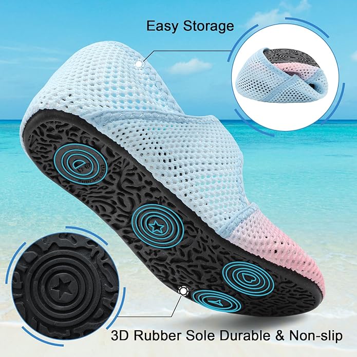 Water Shoes for Women Men Barefoot Beach Swim Aqua Socks Summer Wide Slides Sandals Quick Dry Pool River Sea Sock Shoes