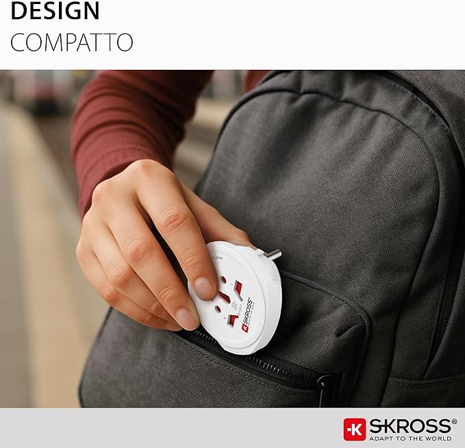 Skross World to Europe Country Travel Adaptor, White