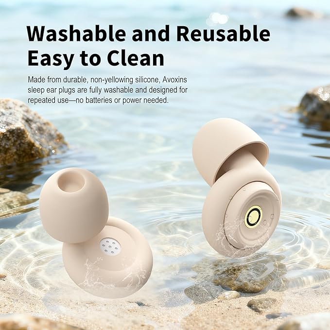 Ear Plugs for Sleeping Earplugs for Concerts Noise Cancelling Reusable Soft Silicone Noise Reduction Earbuds for Travel Focus Work 33-45dB Hearing Protection with 9 Ear Tips & Case (Off-White)