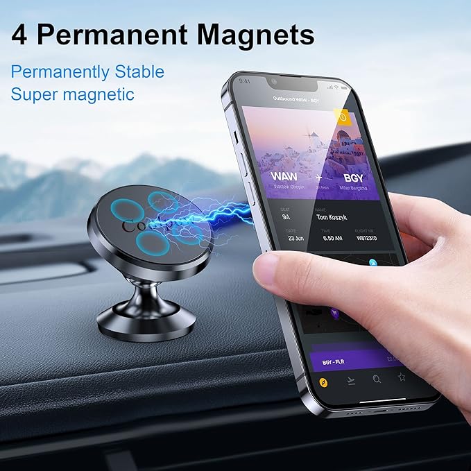 Coolpow【2 Packs Magnetic Phone Holder for Car【Strong Magnet】 Phone Holders for Your Car Phone Holder Mount【4 Metal Plate】 Universal Car Accessories for Women Men for iPhone Samsung Speakerphones