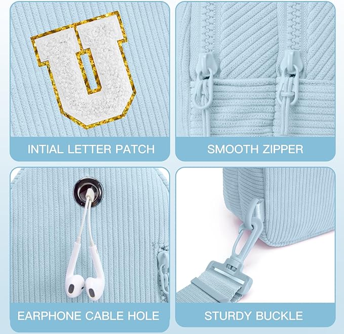Viverte Small Corduroy Sling Bag Initial Crossbody Bag Fanny Pack for Girls Personalized Birthday Gifts for Teen Girls Gifts