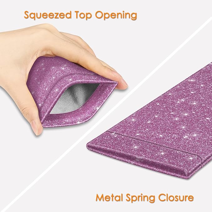FINTIE Soft Eyeglasses Case with Cleaning Cloth, Portable Squeeze Top Vegan Leather Glasses Pouch, Sunglasses Eyewear Bag