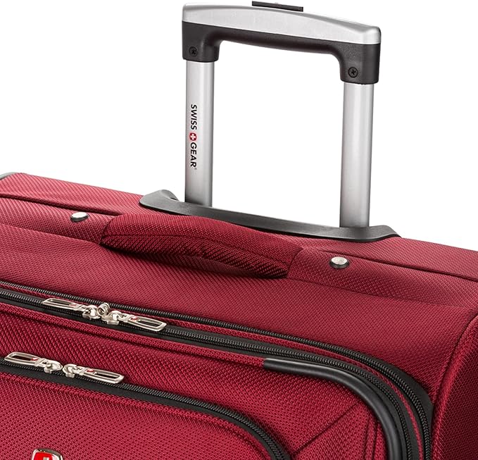 SWISSGEAR Sion Softside Expandable Spinner Luggage Durable Lightweight Travel Suitcase, Burgundy, Checked-Large
