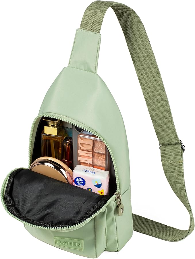 Banelu Small Sling Backpack Crossbody Bags for Women Men, Small Sling Bag Cross Body Bag Fanny Packs Crossbody Purses - Lights Green