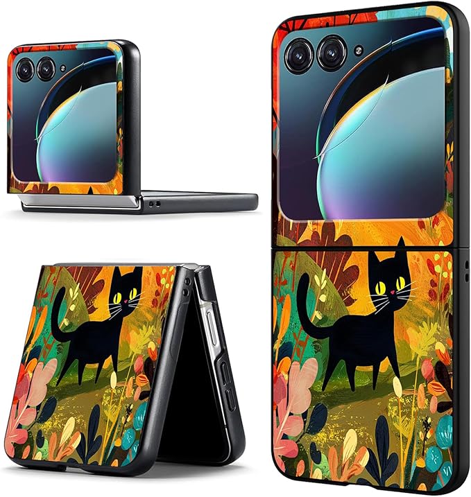 for Motorola Razr 2025 Case,for Moto Razr 60 Phone Case Cute Slim Hard PC Ultra-Thin Anti-Scratches Shockproof Protective Phone Cover,Cartoon Cat Forest
