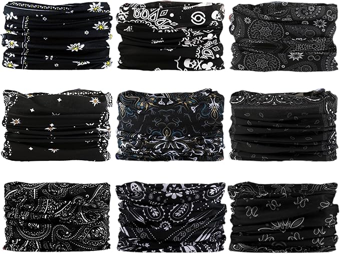 Neck Gaiter for Men Women Headwear Bandana Head Wrap Face Scarf Mask Cover Warmer Balaclava-Seamless & Versatile