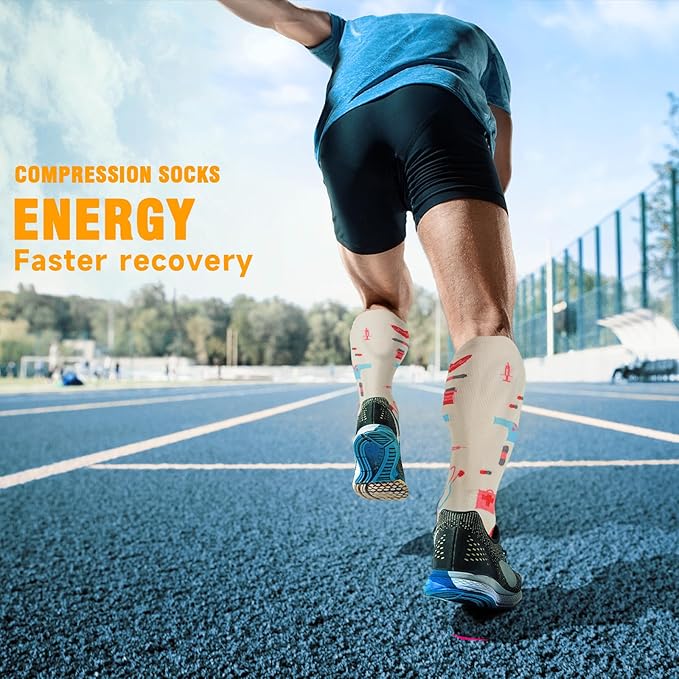 cerpite Compression Socks for Women & Men 6 Pairs Knee High Compression Socks 20-30 mmhg Best for Running,Nurse,Travel