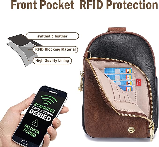 INICAT RFID Blocking Sling Bag, Anti Theft Crossbody Bag for Women Compact Travel Purses Leather