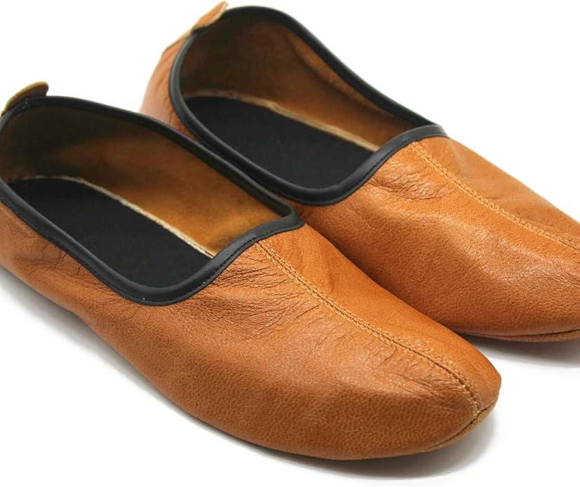 Womens Indoor Leather Slippers Traditional Babouche House Shoes Barefoot Moccasin