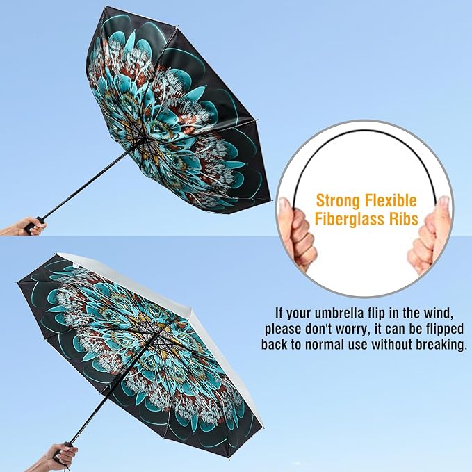 G4Free UPF 50+ UV Protection Large Travel Umbrella 42/46 Inch Auto Open Close Windproof Sun Blocking Umbrella
