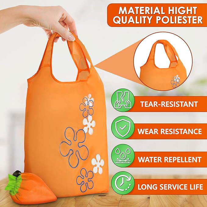 5 PCs Fruit Micro Tote Bag – Reusable Grocery Bags Foldable with 15"x15" Capacity Size, Washable Build for Wear Resistance and Long Service Life – Handy Choice for Market Trips and Daily Carrying