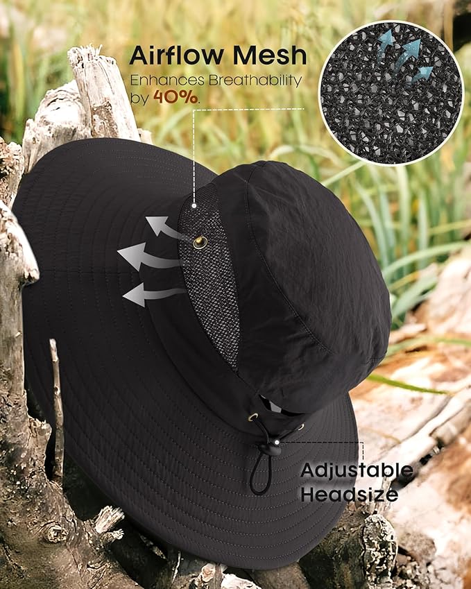 FURTALK Womens Sun Hat with Ponytail Hole Beach Hiking Summer Wide Brim UPF 80+ Outdoor Protection Foldable Bucket Hat