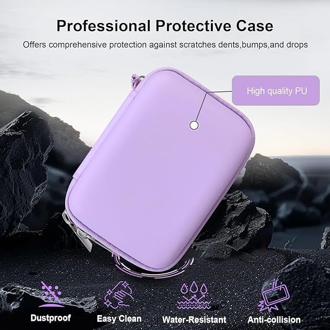 RAIALL Carrying Case for KODAK PIXPRO C1 Friendly Zoom Digital Camera, Point and Shoot Vlogging Camera Hard Travel Bag, Mesh Pocket for Charging Adapter, SD Card, USB Cable and Batteries, Purple