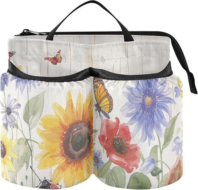 Luggage Cup Holder for Suitcases Free Hands Suitcase Cup Holder Travel Luggage Drink Holder Portable Luggage Cup Caddy Bag Carrier with Handle Watercolor Cornflower Butterfly