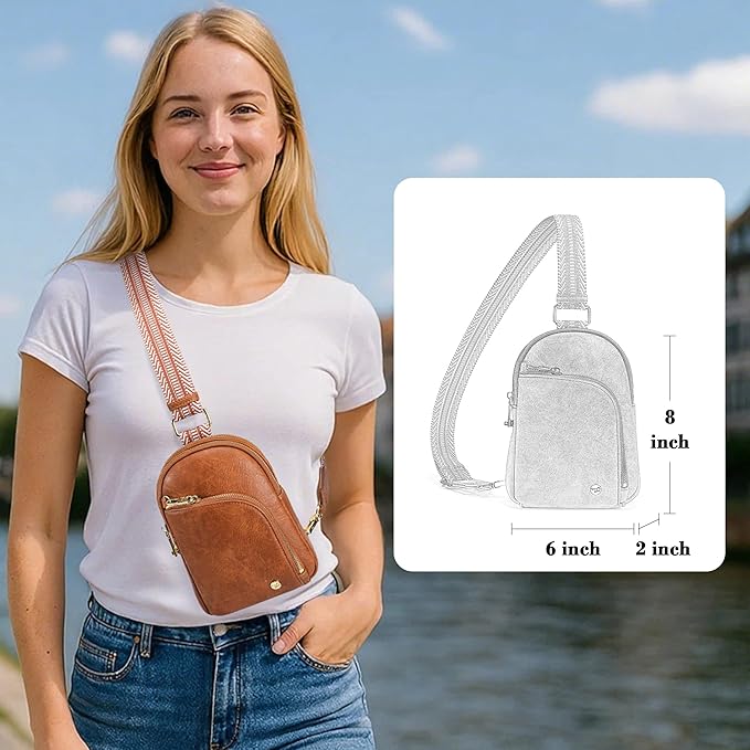 INICAT RFID Blocking Sling Bag, Anti Theft Crossbody Bag for Women Compact Travel Purses Leather