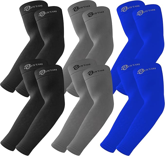 BHYTAKI UV Sun Protection Arm Sleeves, UPF 50 Sports Cooling Arm Compression Sleeves for Men Women Teenager