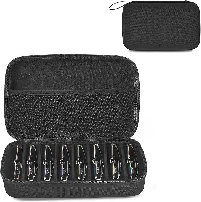 Mkono Travel Sunglasses Organizer Glasses Case Multiple Pairs with Adjustable Slots Portable Eyeglasses Case Storage Box for Men Women, Large, Black