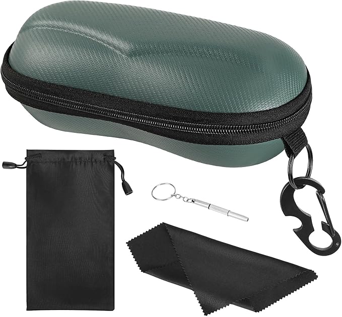 MoKo Semi Hard Shell Sunglasses Case, Unisex Protective Eyeglass Case Glasses Case Holder with Metal Hanging Hook