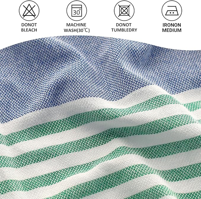 cabanana Turkish Beach Towel Oversized - 40"x70" Quick Dry Sand Free Thin Beach Towels for Adults,Extra Large Cotton Lightweigh Travel Towel for Beach Accessories (Blue Turquoise)