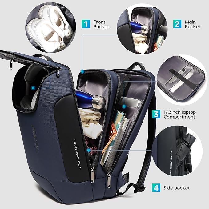 BANGE Laptop Backpack for 17.3Inch Notebook,Waterproof Travel Backpacks,High Tech Backpack with Water Bottle, Business Backpacks for Men and Women