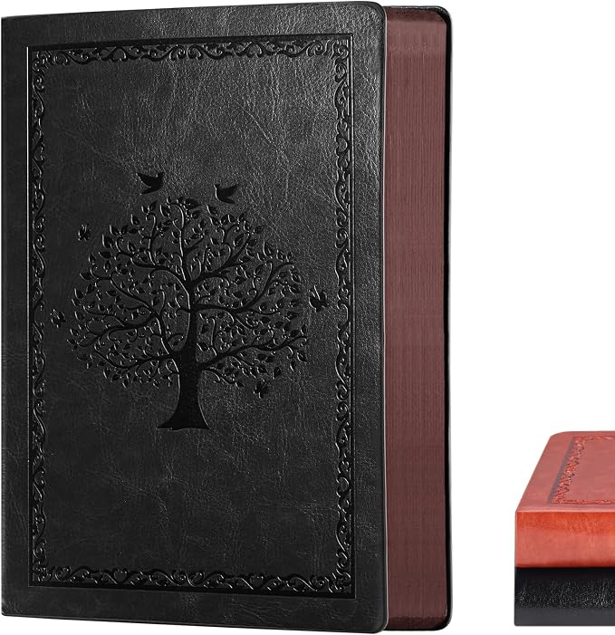Fetinar Leather Journal Notebook,300 Pages Hope Tree Softcover Lined Notebook for Women Men,300 Travel,Business,Work,Office,School Note Taking,5.7'' X 8.3''(black)