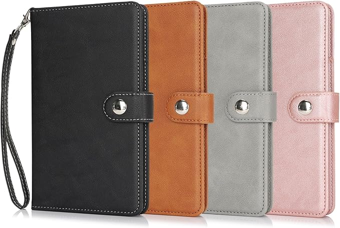 Passport Holder for Travel Essentials, RFID Blocking PU Leather Wallet Cover with Wristlet Strap Magnetic Closure Passport Book Holders Case for Women and Men, Rose Gold