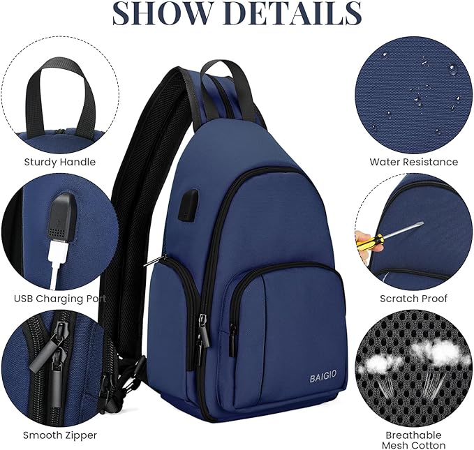 BAIGIO Camera Sling Bag Small Camera Backpack for Photographers,Water-resistant Camera Crossbody Bag Travel Caemra Backpack for DSLR SLR Mirrorless Camera