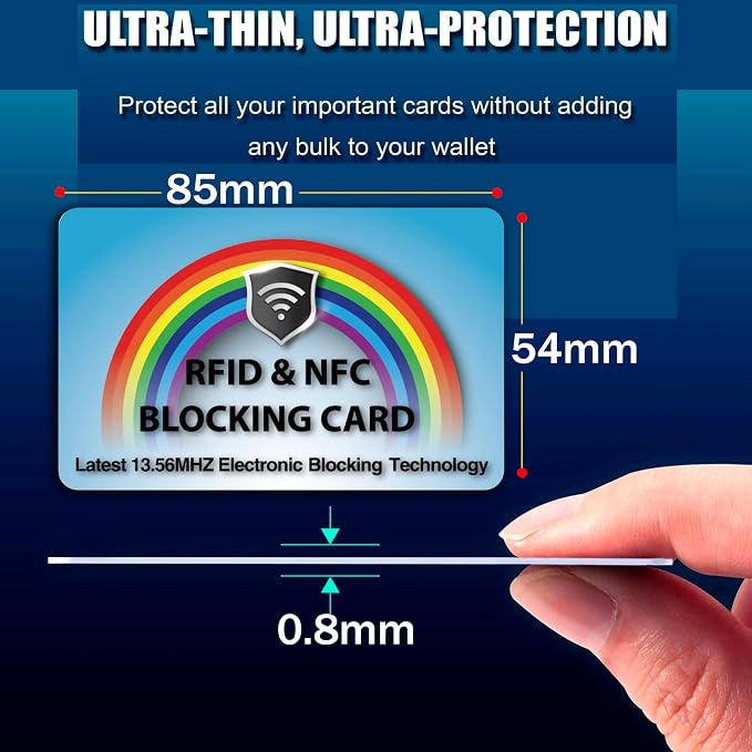 SaiTech IT 5 Pack RFID Blocking Card Protect Your Entire Wallet, Purse, and Cards from NFC Contactless Theft Wallet for Men & Women (Rainbow-Blue)