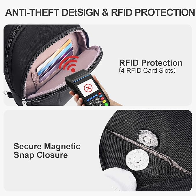 Small Sling Bag for Women, Puffer Crossbody Bag Anti Theft Travel RFID Purses Fanny Packs for Travel Hiking