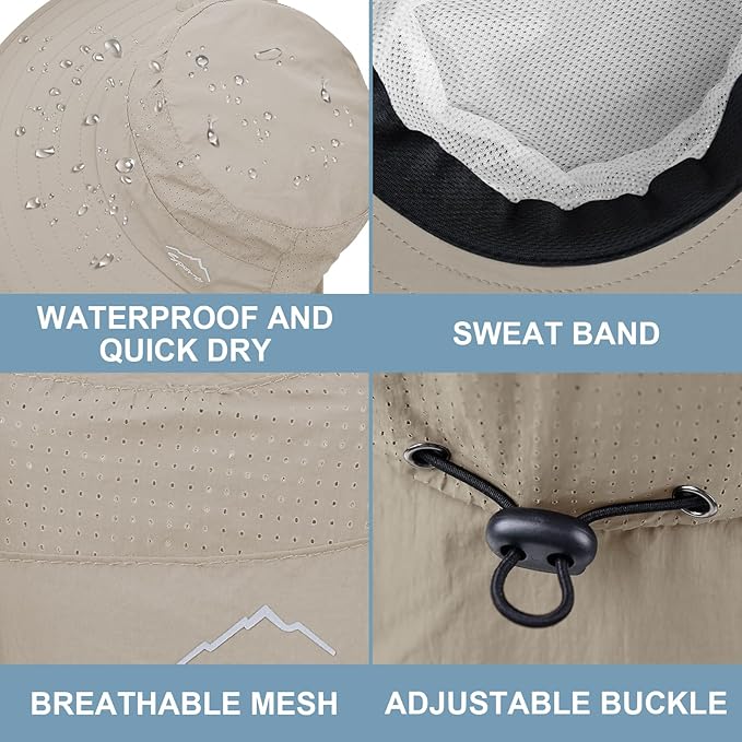 Sun Hat for Men Women with Neck Flap,UPF 50+ UV Protective Hiking Fishing Hats,Wide Brim Sun Hat for Women&Men